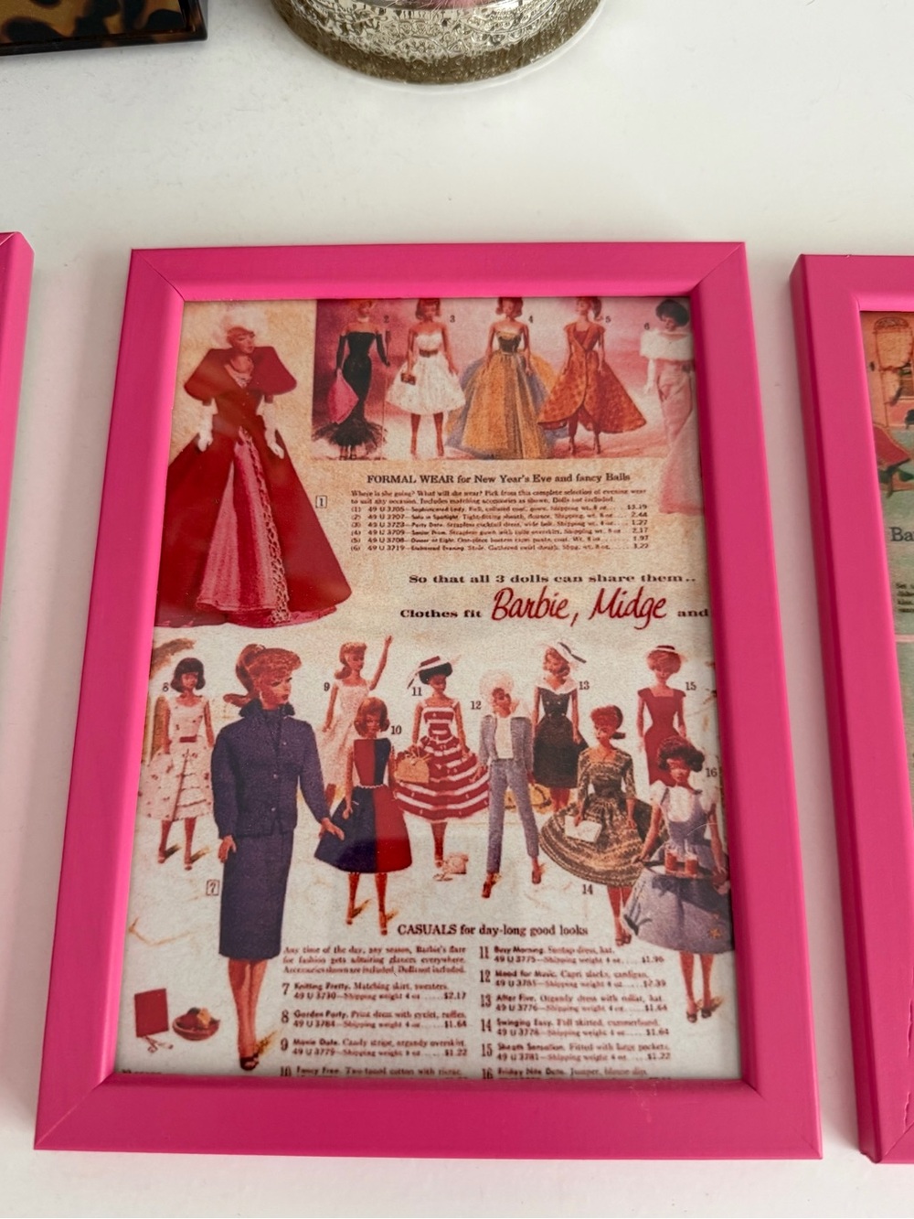 Set of 4 Pink Framed Vintage Barbie Print Art - Picture 3 of 7